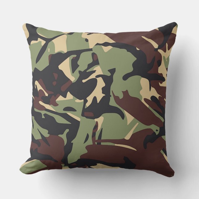 Brown Camo Throw Pillow (Front)