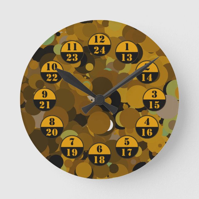 Brown Camouflage Military Time Round Clock (Front)