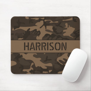 Brown Camouflage Monogrammed Mouse Pad