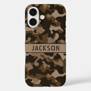 Brown Camouflage Personalized iPhone 16 Case
