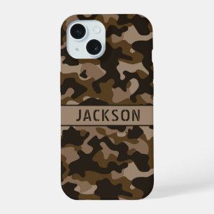 Brown Camouflage Personalized iPhone 15 Case