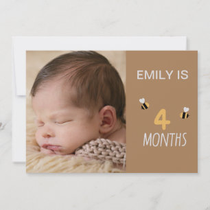 brown card 2 months old cute bees with photo