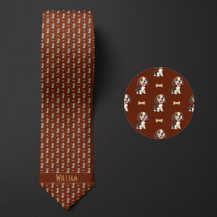 Brown Cartoon Beagle Tie
