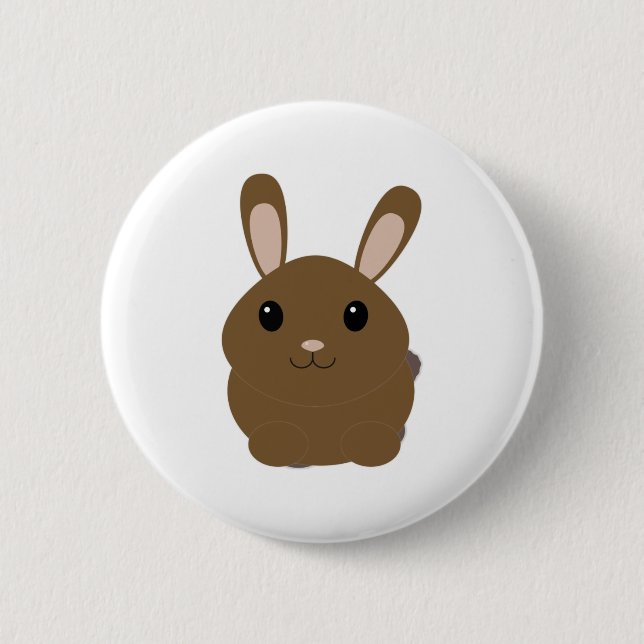 Brown Cartoon Bunny 2 Inch Round Button (Front)