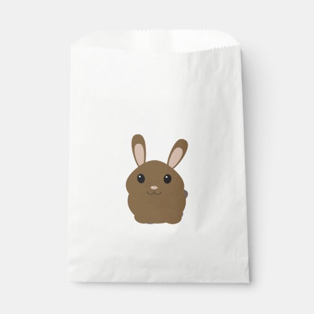 Brown Cartoon Bunny Favour Bag (Front)