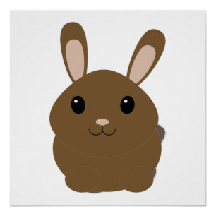 Brown Cartoon Bunny Poster
