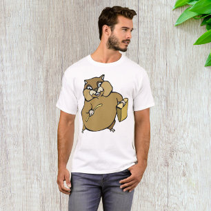 Brown Cartoon Hamster with Cheese T-Shirt