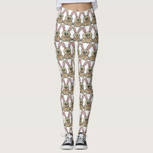 Brown Cartoon Rabbit Drawing Pattern Leggings