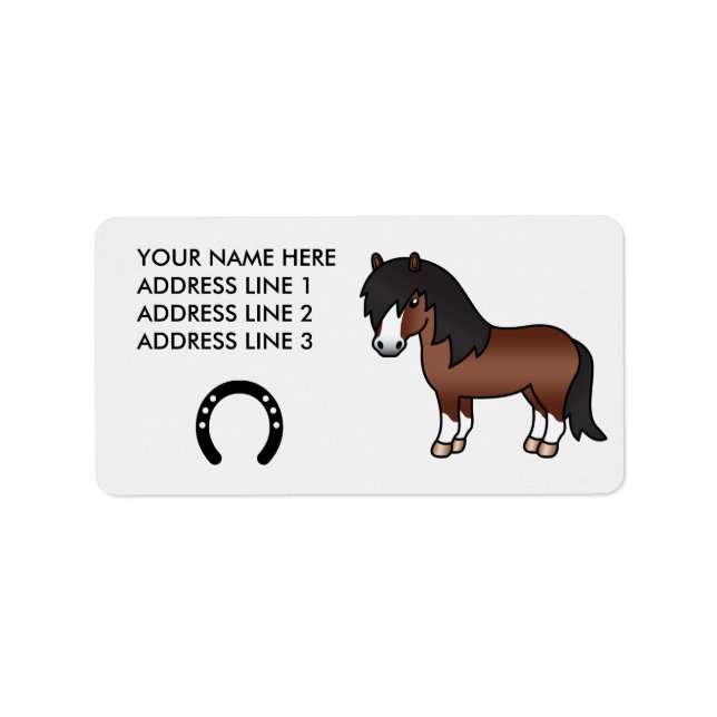 Brown Cartoon Shetland Pony Label (Front)