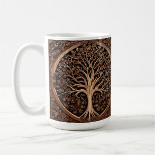 Brown Carved Australian Waratah Tree Print, Coffee Mug