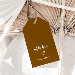 Brown   Casual Script and Heart With Love Gift Tags
