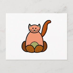 Brown cat cartoon postcard