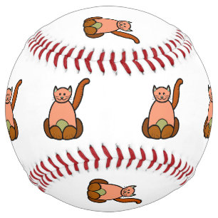 Brown cat cartoon softball