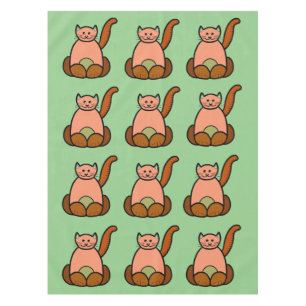 Brown cat cartoon tablecloth
