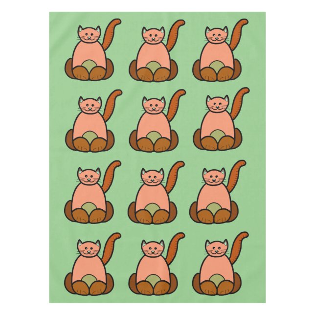 Brown cat cartoon tablecloth (Front)