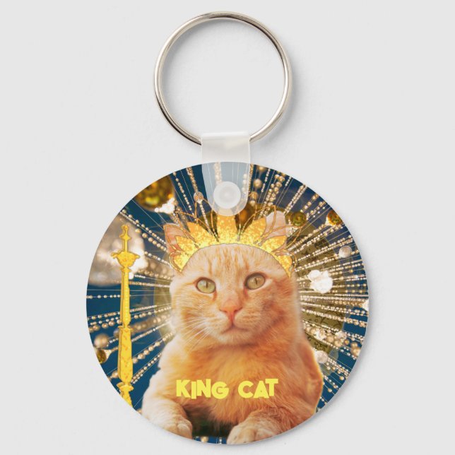 Brown Cat Funny Pet Lovers Cool Modern Hot Trendy Keychain (Front)