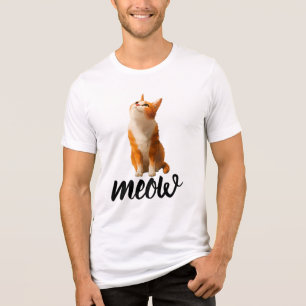 Brown Cat Looking Up T-Shirt Cute Feline Unisex Tri-Blend Shirt
