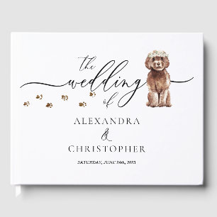 Brown Cavapoo puppy pet Wedding Calligraphy Guest Book