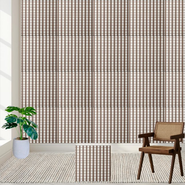 Brown chaud et blanc À damiers carreaux Motif (Warm Brown and Crisp White Checkered Tile Pattern)