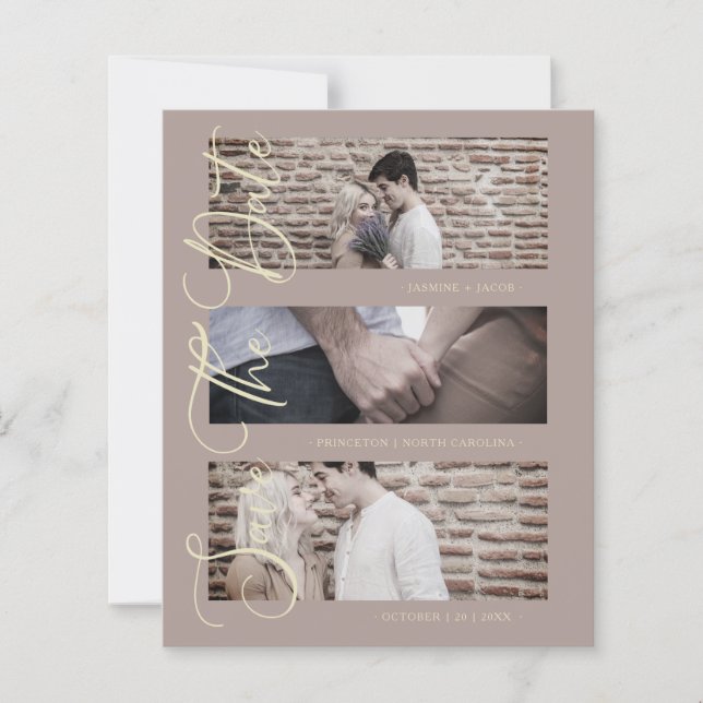 Brown Cheap Trendy Modern 3 Wedding Photos Collage (Front)