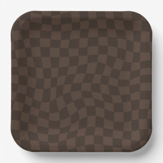 Brown Checkered Paper Plates - 9in