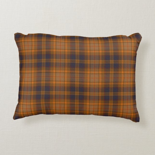 Brown Checkered Tartan Plaid Accent Pillow (Back)