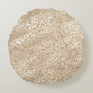 Brown Cheetah Leopard Skin Print Pattern Animal Round Pillow
