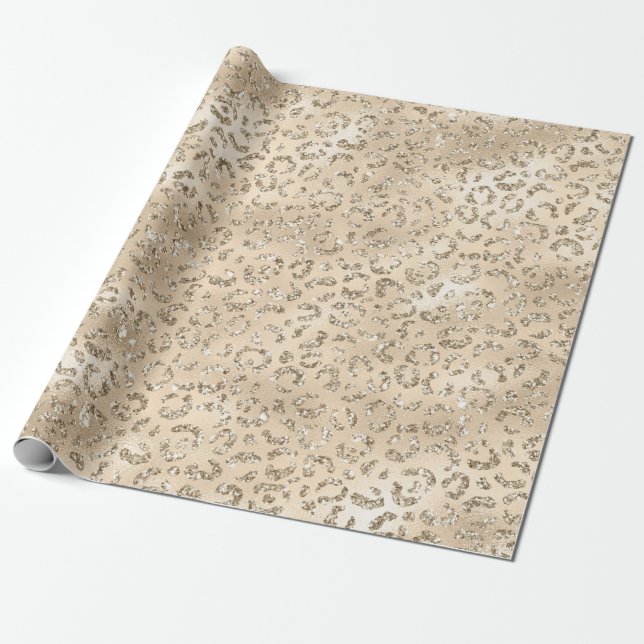 Brown Cheetah Leopard Skin Print Pattern Animal Wrapping Paper (Unrolled)