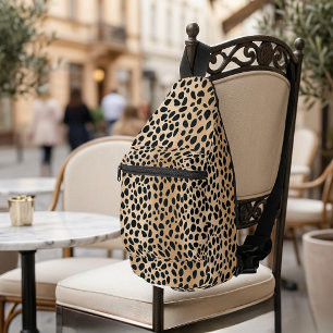 Brown Cheetah Print Cross Body Bag Backpack