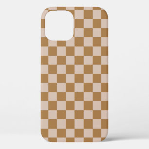 Brown Chequerboard iPhone 12 Case