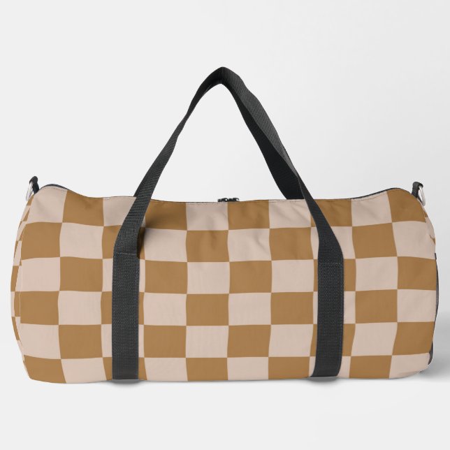 Brown Chequerboard Duffle Bag (Front)