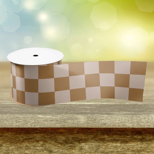 Brown Chequerboard Satin Ribbon (Creator Uploaded)