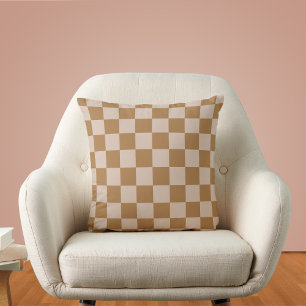 Brown Chequerboard Throw Pillow