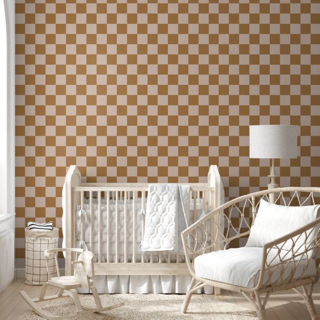 Brown Chequerboard Wallpaper (Kids)