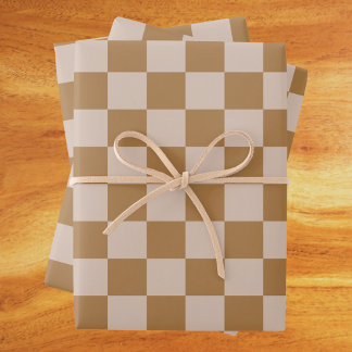Brown Chequerboard Wrapping Paper Sheet