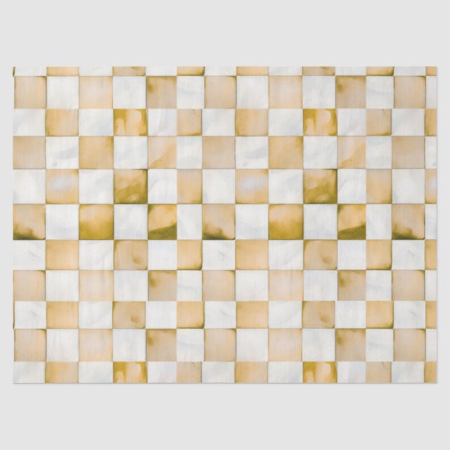 Brown Chequered Decorative Tissue Wrap Paper (Front)