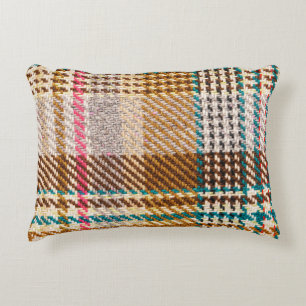 Brown chequered fabric, Scottish wool. Accent Pillow