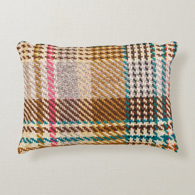Brown chequered fabric, Scottish wool. Accent Pillow (Front)