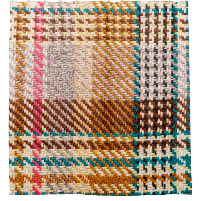 Brown chequered fabric with coloured threads. Scot (Front)