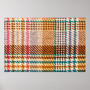 Brown chequered fabric with coloured threads. Scot Poster