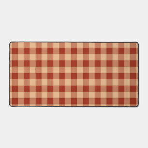 Brown Chequered Gingham Pattern Desk Mat