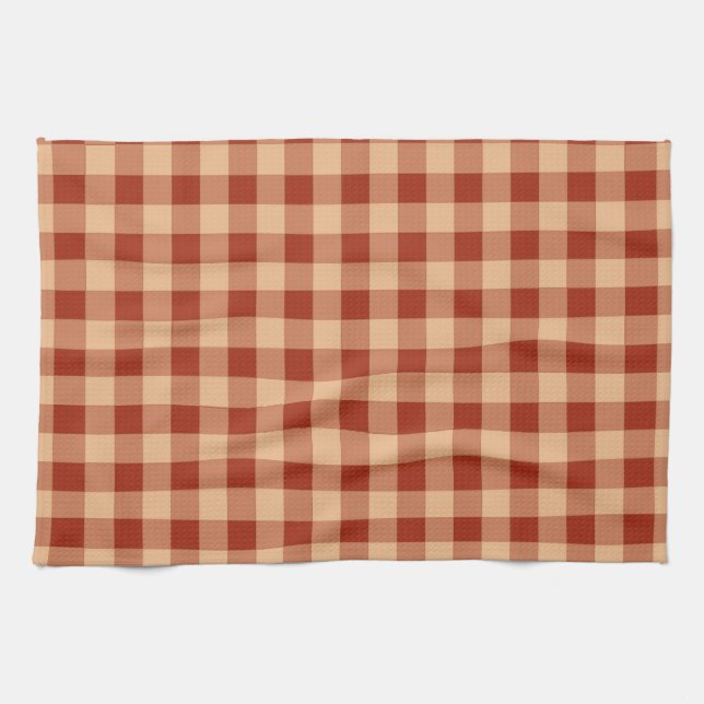 Brown Chequered Gingham Pattern Kitchen Towel (Horizontal)