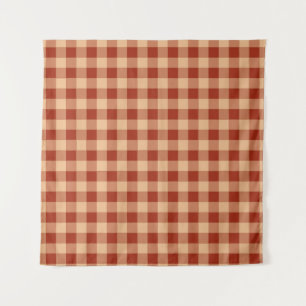 Brown Chequered Gingham Pattern Tapestry