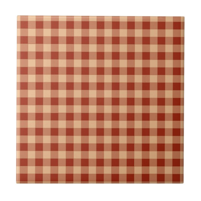 Brown Chequered Gingham Pattern Tile (Front)