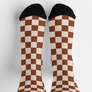 Brown Chequered Pattern  Socks