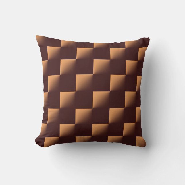 Brown Chequered Pattern Throw Pillow (Front)