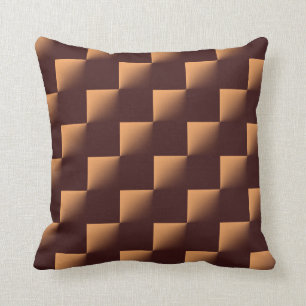 Brown Chequered Pattern Throw Pillow