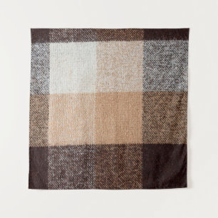 Brown chequered wool plaid fabric texture. tartan  tapestry