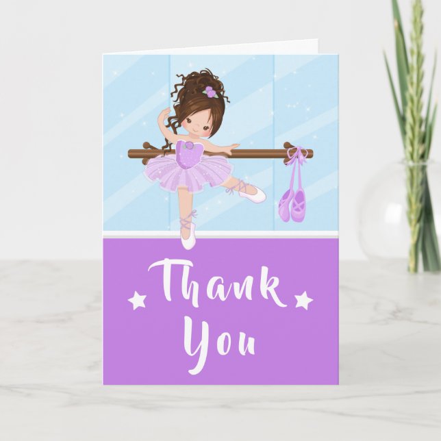 Brown cheveux Ballerina violet Anniversaire Merci  (Devant)