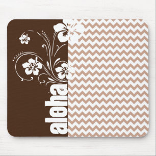 Brown Chevron Pattern; Aloha Mouse Pad